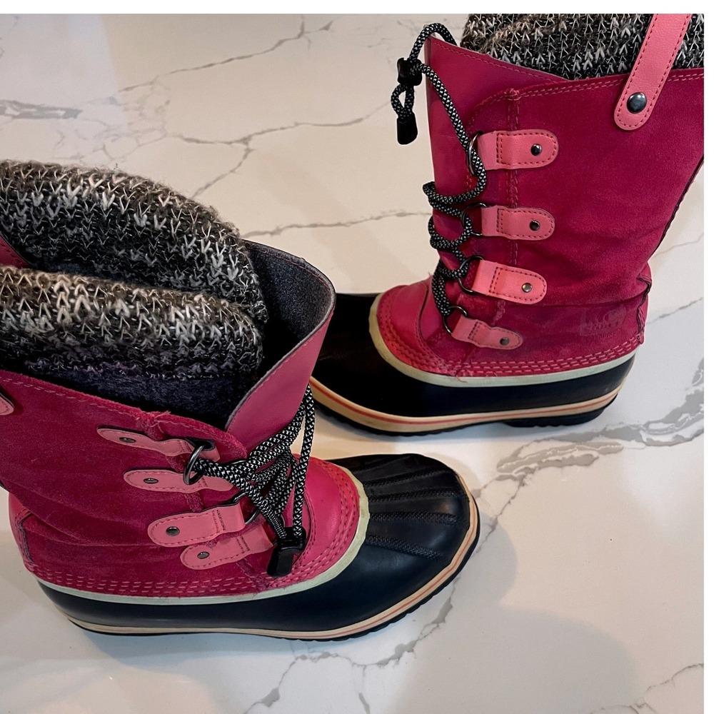 Sorel Sz 6 Kids Girls Joan of Arctic Winter Boots Pink Waterproof Womens 7.5 EUC